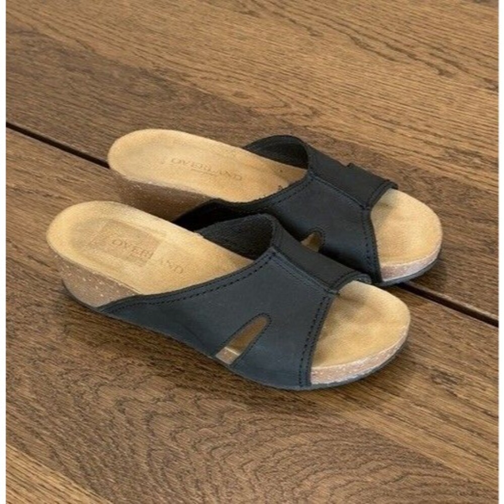 Overland Elena Italian Suede Leather Sandals Women’s Size EU 40/US 10 Black